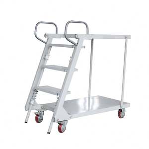 Vallink 창고 사다리 트롤리 철 4 바퀴 단단한 PU 분말 코팅 좁은 주문 따기 모바일 <span class=keywords><strong>3</strong></span> 단계 150kg 용량 900mm - Product Image 4