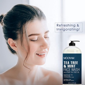 Nettoyant visage à l'huile d'arbre à thé pure, nettoyant anti-acné, hydratant, <span class=keywords><strong>savon</strong></span> liquide pour le visage, logo personnalisé, nettoyant visage à l'huile d'arbre à thé avec de la menthe - Product Image 2