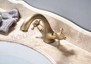 Usine Haute Qualité Antique <span class=keywords><strong>Double</strong></span> Poignée Robinet Salle De Bains Lavabo <span class=keywords><strong>Mitigeur</strong></span> avec Céramique Vanne Core Monture Monotrou - Product Image 6