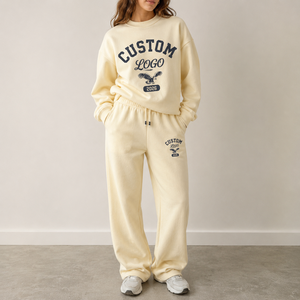 Ensemble deux pièces décontracté pour <span class=keywords><strong>femme</strong></span> : Sweat-shirt oversize à col rond et pantalon de survêtement large, imprimé vintage américain, tenue de sport - Product Image 1