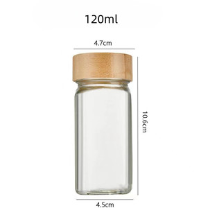 Diskon besar 4oz kaca stoples bumbu garam bumbu persegi botol kaca <span class=keywords><strong>Set</strong></span> lengkap dengan topi bambu - Product Image 4