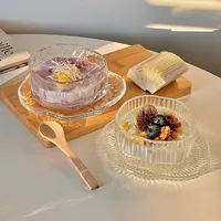 Creatieve glazen schaal in Scandinavische stijl, voor koude gerechten, fruit, soep, saus, azijn, onregelmatige vorm, eetgerei.