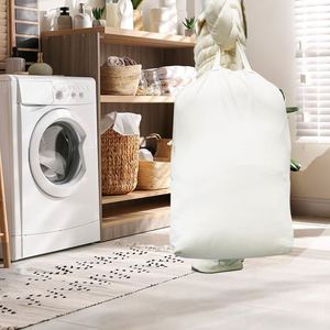 Geometric Pattern Canvas <b>Laundry</b> Bags Carrying Handles Drawstring Closure Machine-Washable Hamper Liner Replacement Basket Liner - Product Image 3