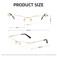 Gafas Ópticas Clásicas de Metal con Media Montura para Hombre, Diseño Cuadrado Moderno, Ajuste Cómodo para Todas las Formas de Rostro, Personalizables