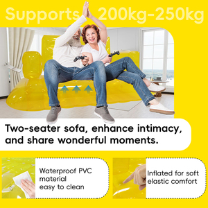 Deluxe Double Inflatable <strong>Air</strong> <strong>Sofa</strong> <strong>PVC</strong> Portable Couch Foldable Waterproof Inflatable Chair For Indoor Outdoor Camping Bedroom - Product Image 4