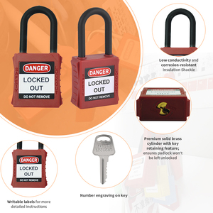 2025 elecpopular Đỏ OSHA-compliant Loto ổ khóa Kit 2 nylon an toàn padlocks 2 phím mỗi khóa keyed khác nhau cho công nghiệp - Product Image 4