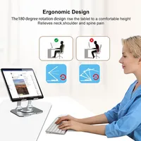 360 °   Support de bureau pliable et rotatif en métal réglable de 4 à 15 pouces pour tablette et téléphone portable, support pour iPad Pro Air Mini