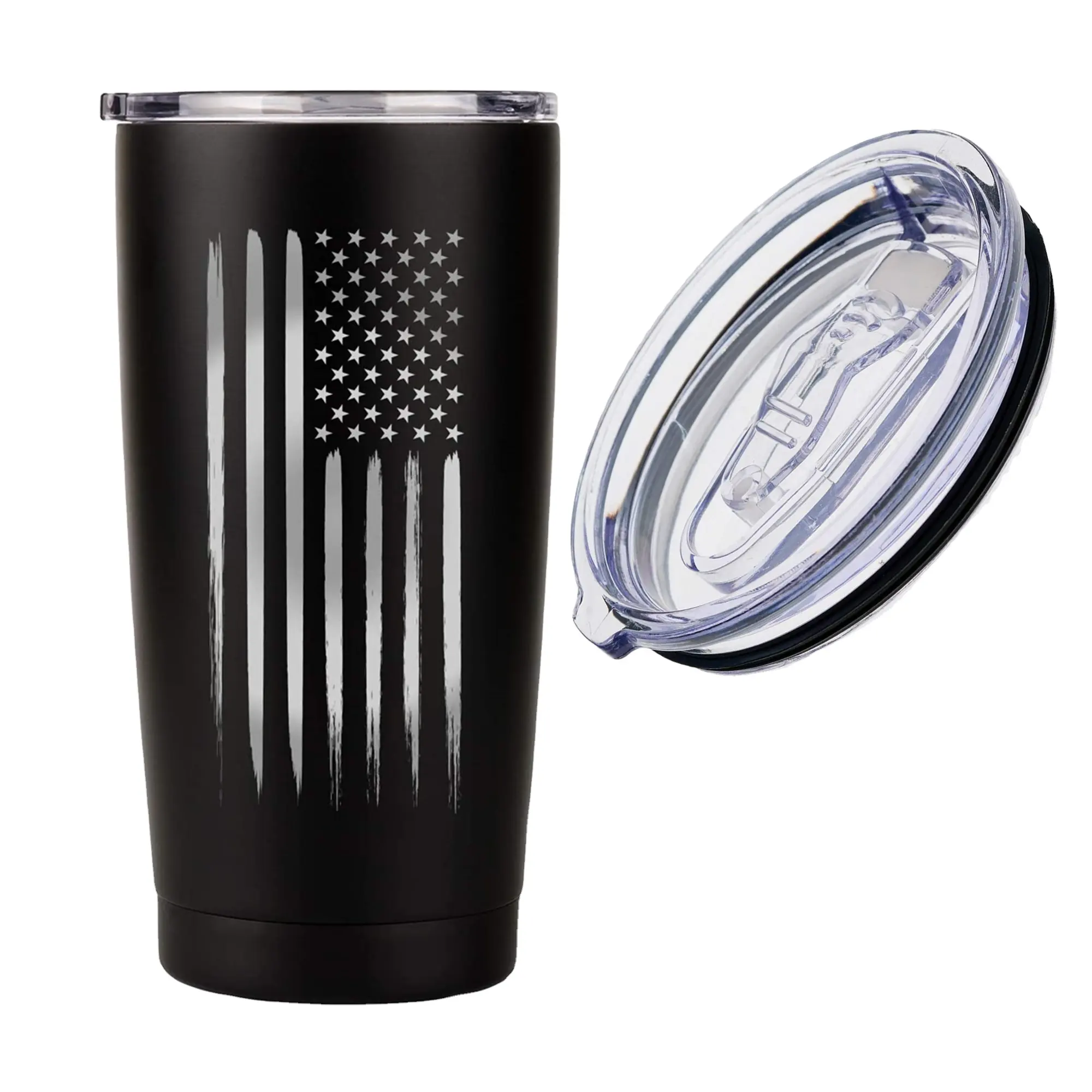 Taza de viaje de acero inoxidable con doble pared, vaso aislado al vacío con la bandera americana de 20 oz, regalo patriótico para café