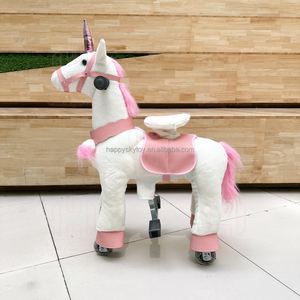 Детская игрушка для прогулок животных, механическая верховая езда, игрушки для детей, взрослых, игрушечные животные, Плюшевый единорог - Product Image 4