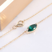 Chaînes œil-de-cheval de style européen, américain, japonais et coréen pour femmes, minimalistes, en or 18 carats, avec moissanite vert foncé 1 carat et anneau en O