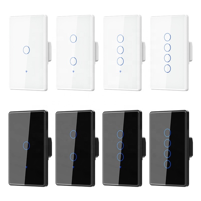 1/2/3/4 Gang Touch Button Switch Smart Wifi Smart Home Light Switch Glass Panel Touch Wifi Smart Switch