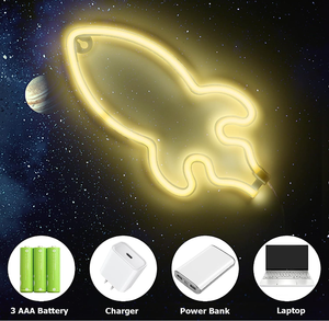Ruang kapal gantung Usb dioperasikan baterai lampu Neon lampu malam Led roket tanda Neon untuk dinding permainan ruang pesta dekorasi Bar - Product Image 5