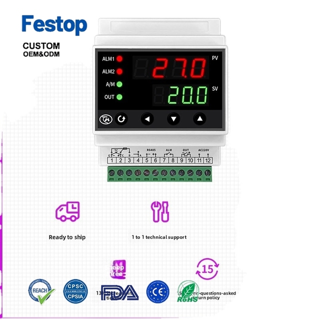 Industrial Stainless Steel Rail-Mounted Temperature Controller PID Intelligent Temperature Control Adjustable Temperature Smart