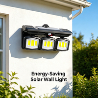 Lampe murale LED solaire avec détecteur de mouvement, 1/2/3 têtes en option, étanche, éclairage extérieur pour la sécurité domestique