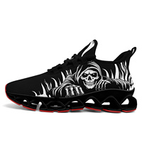 Sepatu Kasual Desain Terbaru untuk Pria, Sneakers Tengkorak Gothic, Sepatu Olahraga Bernapas |   FN003XD-240270016
