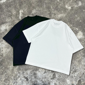 เสื้อยืดคอกลมสตรีทแวร์ทรงหลวม ผ้าคอตตอนหนา ไหล่ตก ทรงบ็อกซี่ โอเวอร์ไซส์ เสื้อยืดเปล่าสำหรับผู้ชาย ขายส่ง - Product Image 2