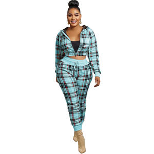 Designer Plaid Jacket and Pant Set Women <strong>Clothing</strong> 2022 Fall Winter Two Piece Plaid Outfits - Product Image 6