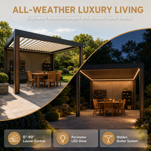Pergola murale modulaire en aluminium connectable, <span class=keywords><strong>abri</strong></span> motorisé 3x3m à trois panneaux, séparateur d'intimité pour balcon, mariage, extérieur - Product Image 2