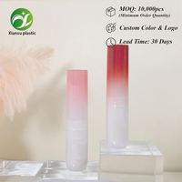 Tube vide pour baume à lèvres et rouge à lèvres, dégradé rouge, rond, 3g, avec capuchon à visser, remplissage direct, impression UV, design personnalisé