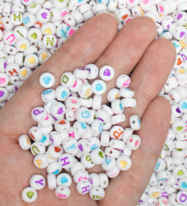 500g/sacchetto Perline Miste da 7mm con <span class=keywords><strong>Lettere</strong></span> e Cuori Colori Assortiti - Product Image 6