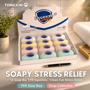 TONGXIN Kawaii 12 pièces Savon Squishy TPR Croustillant à Remontée Lente, <span class=keywords><strong>Jouet</strong></span> Anti-Stress Amusant pour le <span class=keywords><strong>Bain</strong></span>, Objets <span class=keywords><strong>de</strong></span> Collection <span class=keywords><strong>de</strong></span> Bureau, Cadeau Fidget OEM - Product Image 2