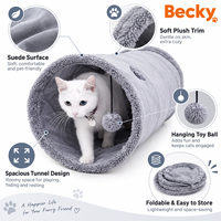 Tunnel pliable en suède pour chat avec trou d'exploration et balle – Nouveau jouet amusant pour animaux de compagnie – Vente en gros