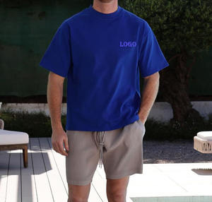 T-shirt en coton épais imprimé sur mesure pour hommes, col court, surdimensionné, coupe Boxy, style hip-hop de rue, sérigraphie vierge - Product Image 1