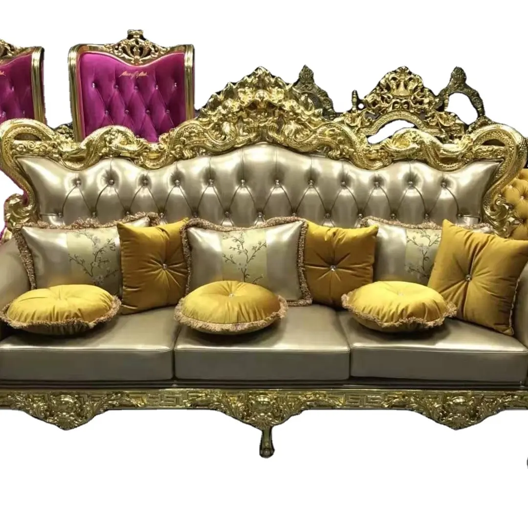 Mobili da soggiorno in legno oro neoclassico con Top divano componibile in pelle italiana con caratteristiche per il tempo libero e la sezione