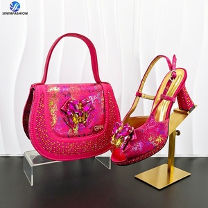 Set di <span class=keywords><strong>Scarpe</strong></span> e Borsa Sinya da Donna con Pietre, Bellissimo Set di <span class=keywords><strong>Scarpe</strong></span> di Alta Qualità in Materiale PU, Set di <span class=keywords><strong>Scarpe</strong></span> e Borsa in Stile Italiano - Product Image 4