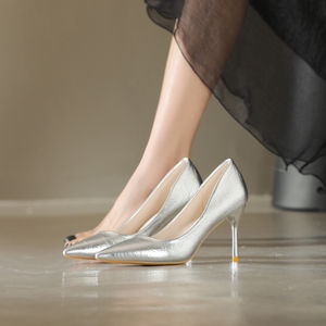 NUEVOS Tacones de Moda 42 2025 al por Mayor, Tacones Altos Finos de PU Dorado Sólido para Mujer - Product Image 6