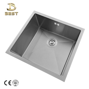 Escurridor de fregadero de cocina de un solo cuenco de acero inoxidable de 50*45CM hecho a mano, acabado cepillado, sin grifo, hecho en Vietnam - Product Image 2