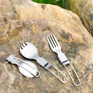 Juego de Cuchara, Tenedor y Cuchara-Tenedor de Titanio con Mango Plegable para Acampar al Aire Libre, Venta al Por Mayor - Product Image 4