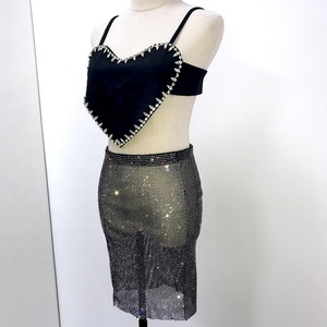 <span class=keywords><strong>Top</strong></span> court à bretelles souples en strass pour femmes - Product Image 2