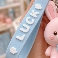 Porte-clés Lapin Porte-bonheur en Silicone Portable, Accessoire de Sac Dessin Animé, Cadeau de Remise de Diplôme ou d'Anniversaire pour Elle