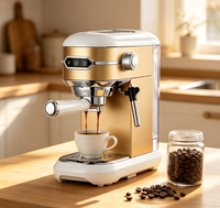 Machine à café expresso 3 en 1 avec pompe 15 bars, panneau de commande éclairé à une touche, réservoir d'eau transparent amovible de 1 L ST-695