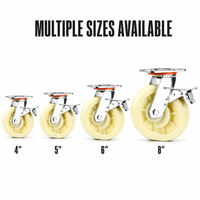 Roulettes pivotantes robustes en nylon jaune à roulement à billes, 4,5 pouces, 300 kg, avec frein de blocage total, pour chariots d'atelier et d'usine, vente en gros