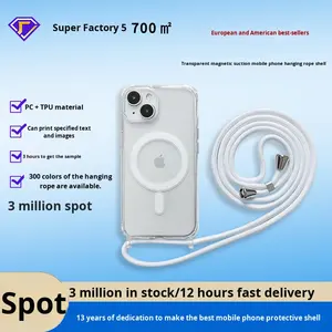 럭셔리 로프 폰 케이스 마그네틱 무선 충전 호환 휴대폰 케이스 슬링 포함 - Product Image 3