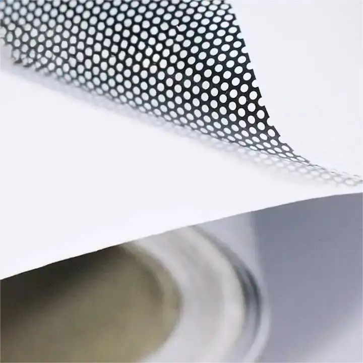 Perforated Vinyl See Through Sticker Building Window Film Self Adhesive One Way Vision Vinyl Roll