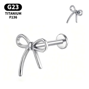 Joyería <span class=keywords><strong>de</strong></span> <span class=keywords><strong>Piercing</strong></span> para Mujer al por Mayor, <span class=keywords><strong>Piercing</strong></span> <span class=keywords><strong>de</strong></span> Oreja Superior, Labret <span class=keywords><strong>de</strong></span> Titanio G23 con Forma <span class=keywords><strong>de</strong></span> Lazo, 16G M0.9mm, para Lóbulo, Nariz, Tragus, Hélix y Cartílago - Product Image 1