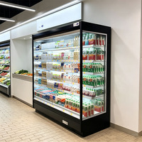 Réfrigérateur à rideau d'air ouvert pour supermarché, grande vitrine verticale multi-niveaux pour produits frais, capacité ultra-grande de 1800L