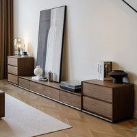Ensemble meuble TV et table basse en bois massif de luxe moderne, avec rangement multi-tiroirs, meuble en bois sur pied pour la maison ou l'hôtel