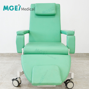 Fauteuil de dialyse électrique à deux moteurs, design inclinable, fonction CPR, roulettes de 4 pouces avec frein pour la donatation de sang et la collecte de sang - Product Image 5