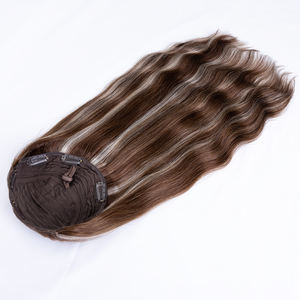 # Topper de <span class=keywords><strong>cheveux</strong></span> brun clair avec queue de cheval argentée, entièrement fabriqué à la machine, 7 clips, topper de <span class=keywords><strong>cheveux</strong></span> de poney respirant, trame naturelle, brillance naturelle, 100% <span class=keywords><strong>cheveux</strong></span> humains - Product Image 4