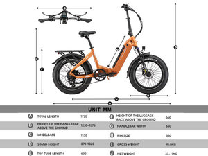 Vélo électrique pliable 20 pouces, batterie lithium 18Ah, autonomie 100 km, vélo électrique à pneus larges - Product Image 4