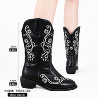 Chaussures pour femmes, nouveau style, talons hauts sexy de luxe, bottes mi-longues de 4.5cm, ouverture en forme de U, motif Jacquard, RSheB-3, 20cm