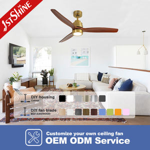 Ventilateur de plafond LED 1stshine Or Luxe Bois massif Éclairage LED réglable Télécommande Ventilateur de plafond 52 pouces - Product Image 4