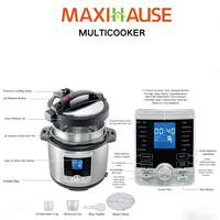 Cuisinière électrique multifonction 16-en-1 en acier inoxydable noir mat, pour la cuisine domestique