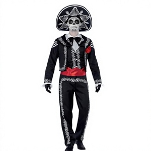 <strong>Smiffys</strong> Day of the Dead Skeleton Costume Kit for Men Adults Includes Jacket Trousers Faux Shirt &amp; Hat Polyester Halloween - Product Image 3