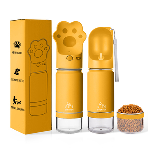 زجاجة ماء للحيوانات الأليفة من الفولاذ المقاوم للصدأ 2 في 1 سعة 12 أونصة مع وعاء طعام صديق للبيئة للكلاب والقطط أثناء السفر - Product Image 3