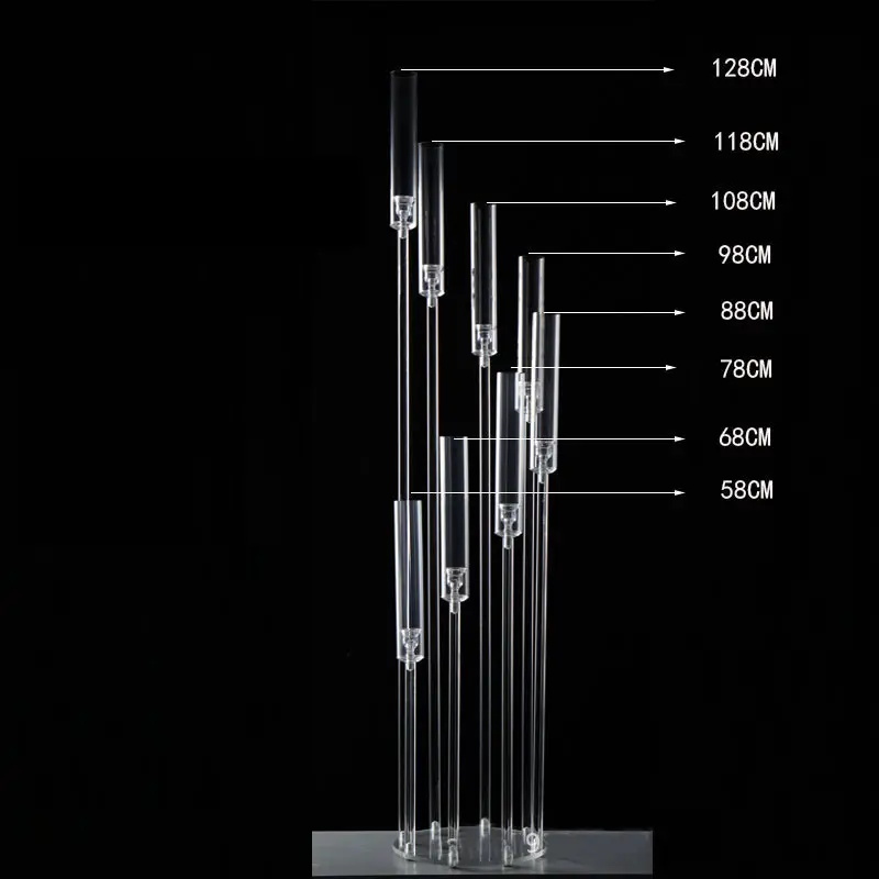 Portavelas de acrílico transparente, venta al por mayor, candelabro transparente, soporte de vela, centro de mesa para decoración de fiesta de boda